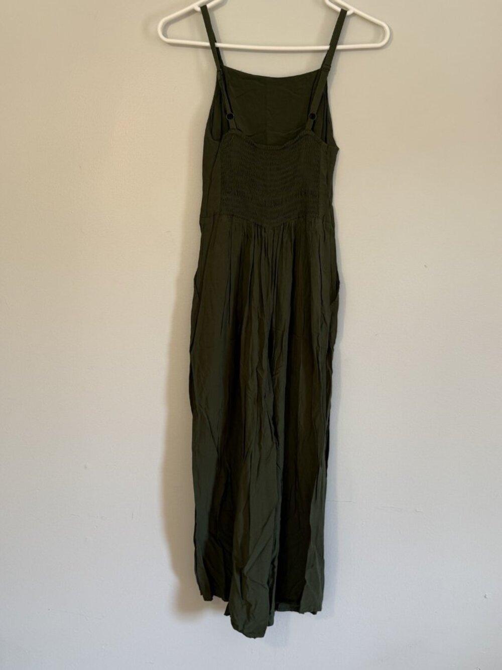 Old Navy Olive Green Wide Leg Jumpsuit with Pockets Adjustable Straps Size XS